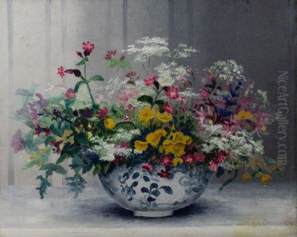 Flower still life Oil Painting by Gustave Max Stevens