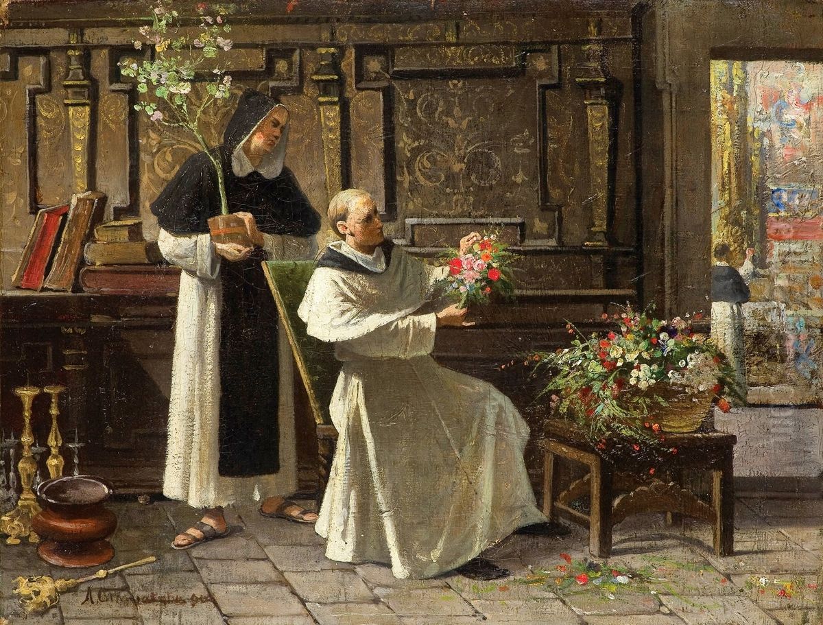 W uroczystosc Matki Boskiej Zielnej Oil Painting by Antoni Gramatyka