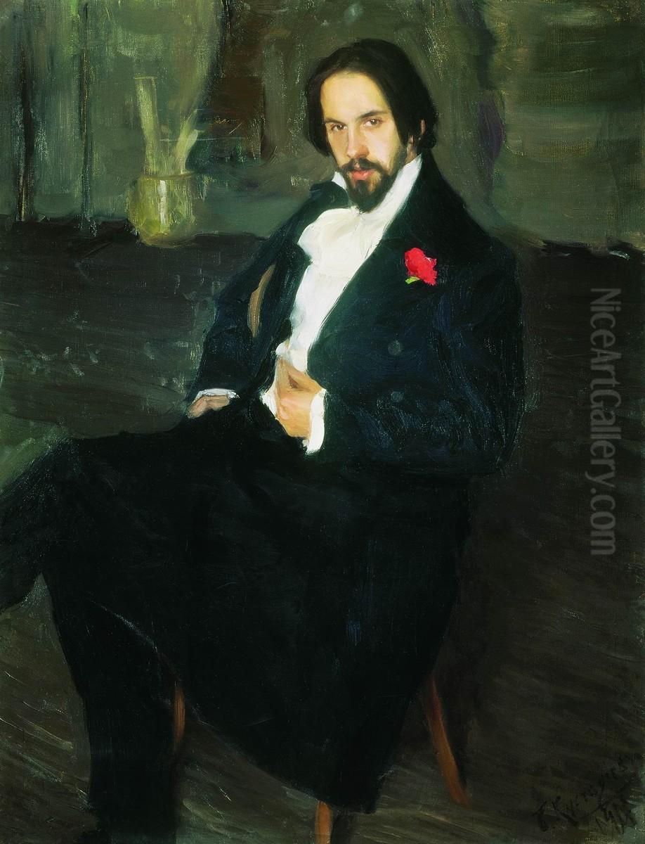 Portrait ofIvan Bilibin Oil Painting by Boris Kustodiev