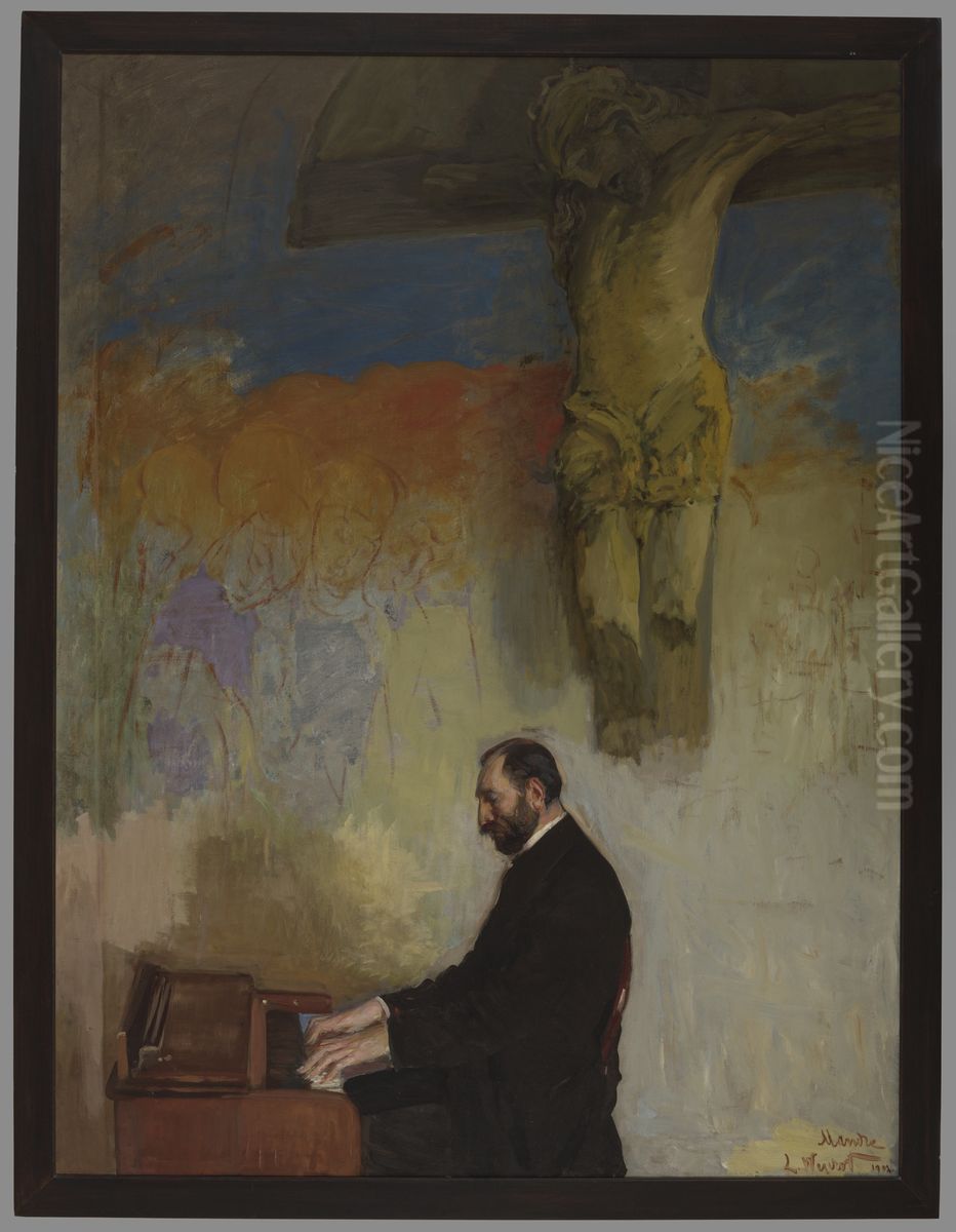 Portrait of Feliks Jasienski at the Organ Oil Painting by Leon Wyczolkowski