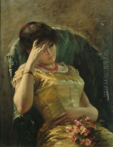 Young beauty with flowers on her lap