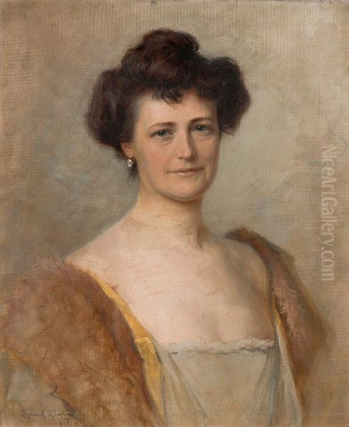 Portrait of Maria J. Harajewicz - daughter of Henryk Bukowski Oil Painting by Zygmunt Ajdukiewicz