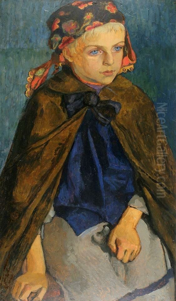 Dziewczynka goralska Oil Painting by Jozef Mehoffer