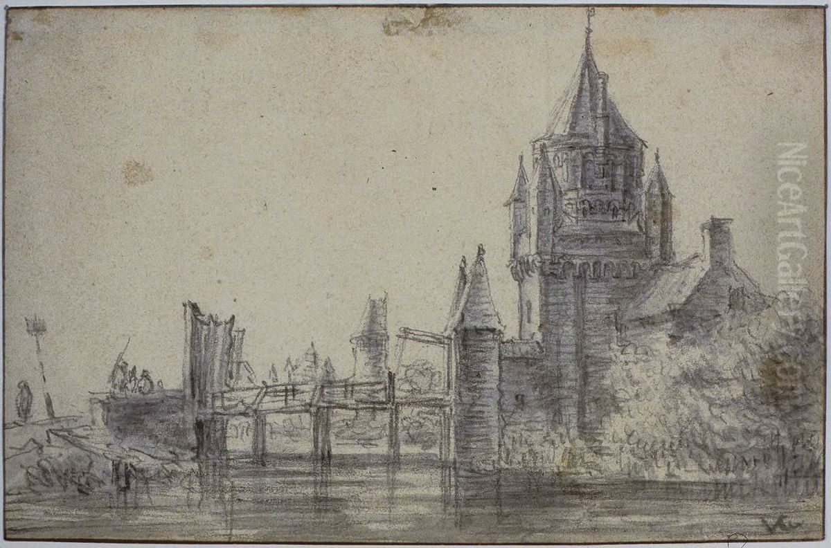 Kleine Houtpoort, oostzijde Oil Painting by Jan van Goyen