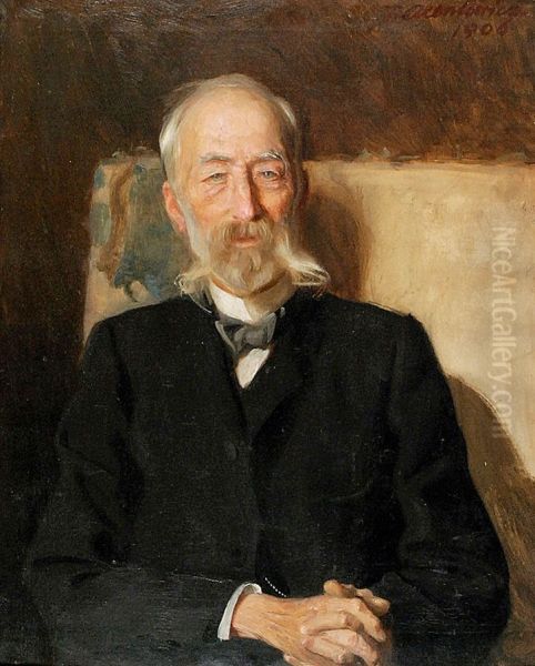 Portret sedziwego mezczyzny w fotelu Oil Painting by Teodor Axentowicz