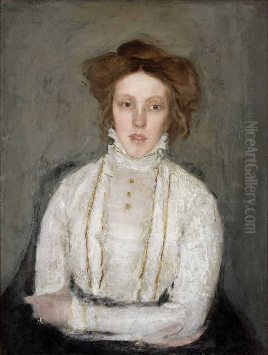 Portrait of Jadwiga Gaszczynska Oil Painting by Konrad Krzyzanowski