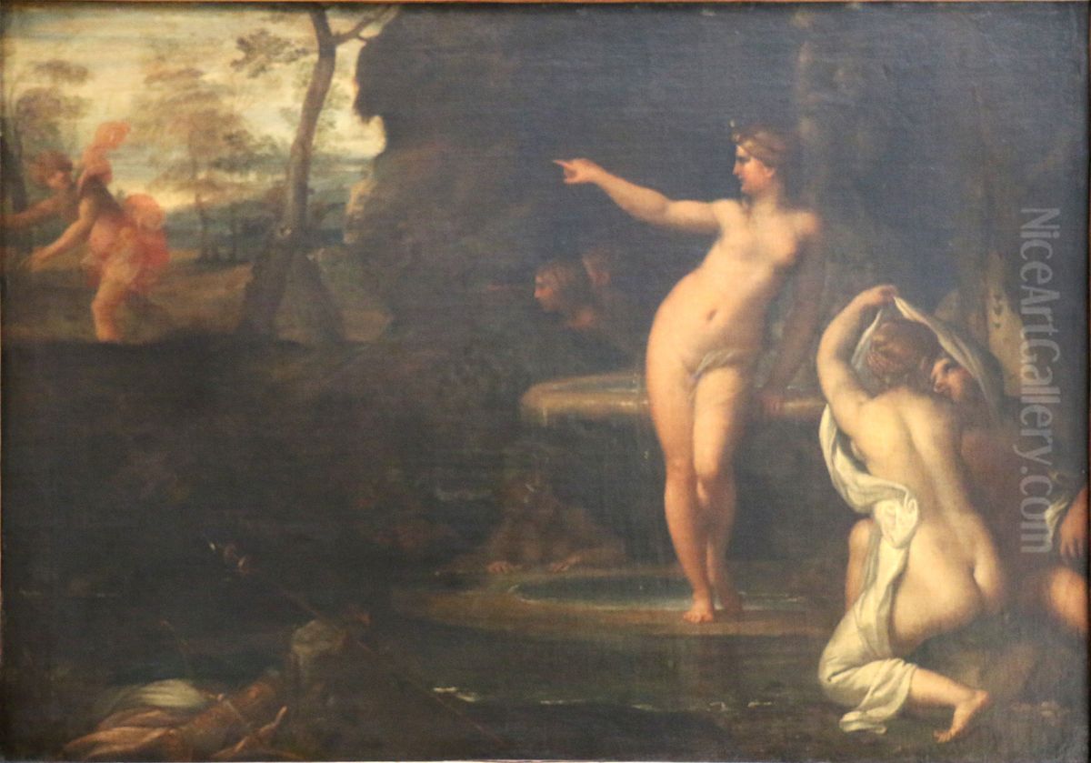 Diana in het bad door Acteon verrast Oil Painting by Annibale Carracci