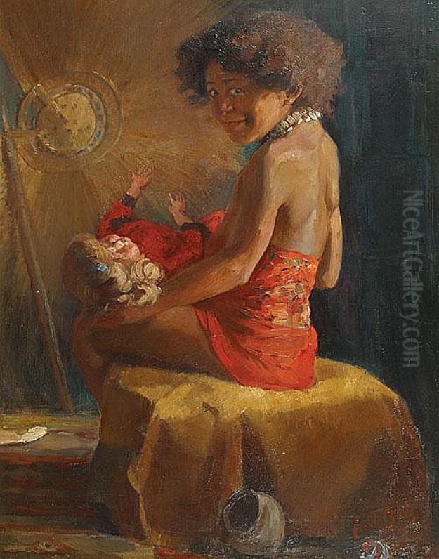 Portrait of a girl Oil Painting by Emile Baes