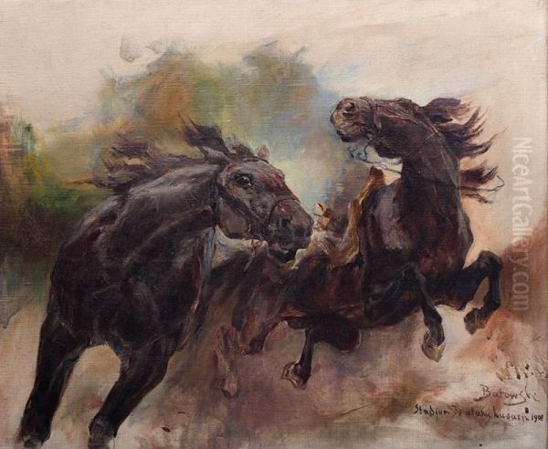 Studium do ataku husarii Oil Painting by Stanislaw Kaczor-Batowski