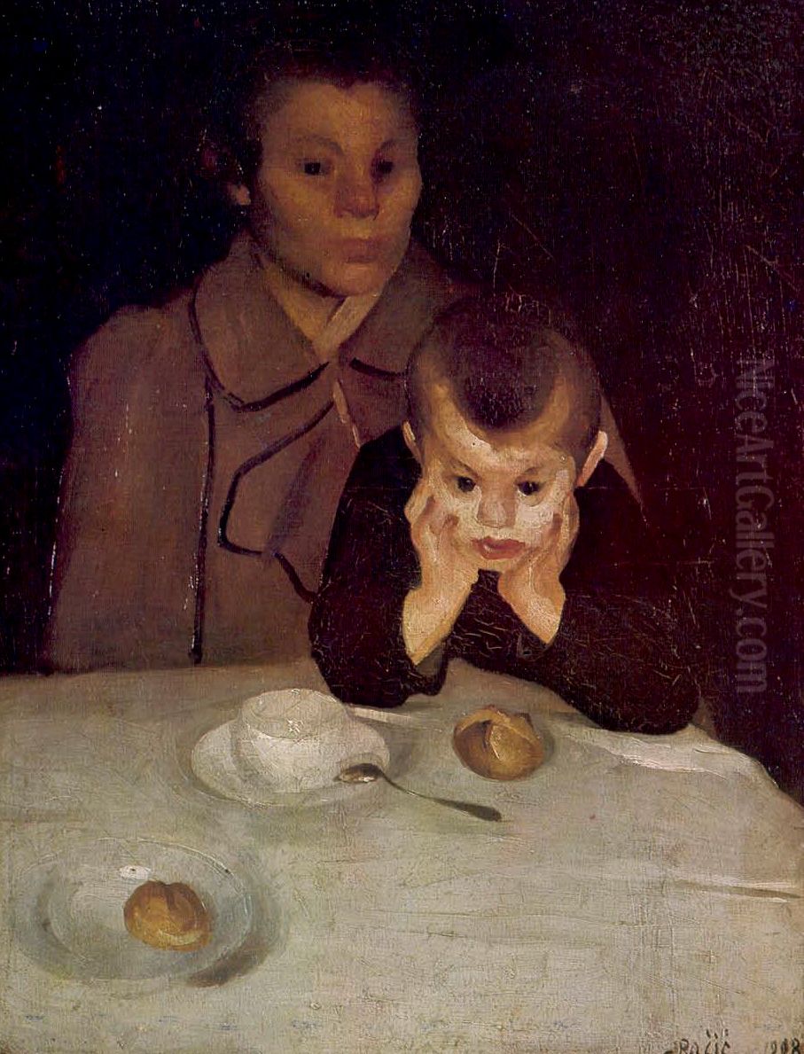 Mother and a child Oil Painting by Josip Racic