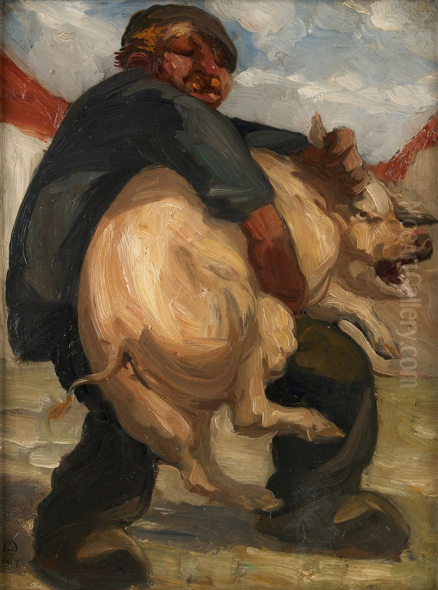 The pig seller Oil Painting by Alfred Ost