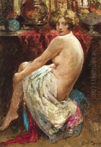 Seated nude looking at viewer