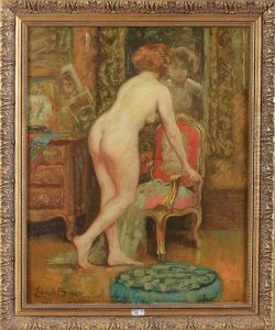 Nude female with a mirror