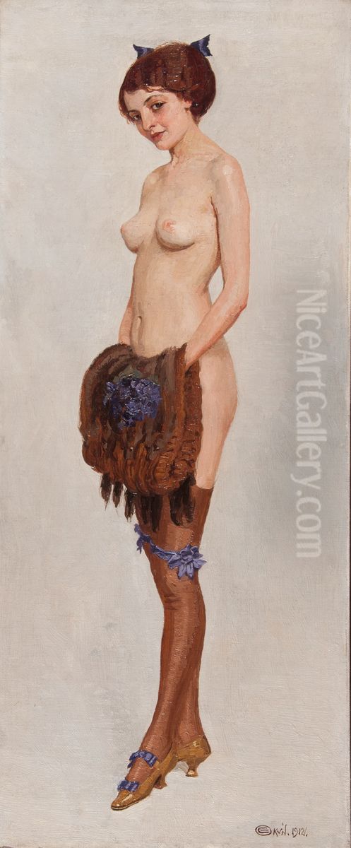 Lady with a Muff Oil Painting by Edward Okun Lady with a Muff Oil Painting by Edward Okun