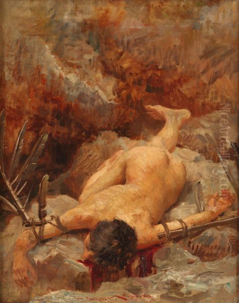 Ikar na hridi Oil Painting by Vlaho Bukovac