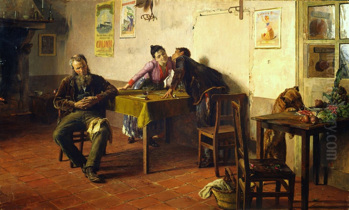Opportunity makes the thief Oil Painting by Giovanni Battista Quadrone