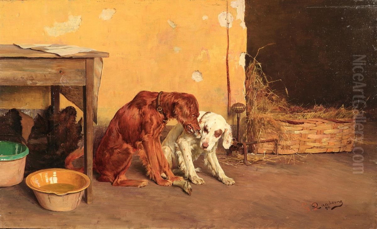 For a bone! Oil Painting by Giovanni Battista Quadrone