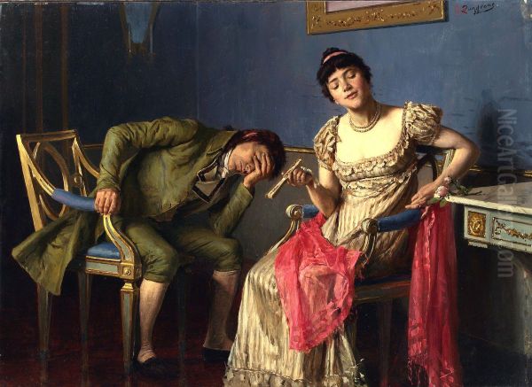 Indifferenza Oil Painting by Giovanni Battista Quadrone