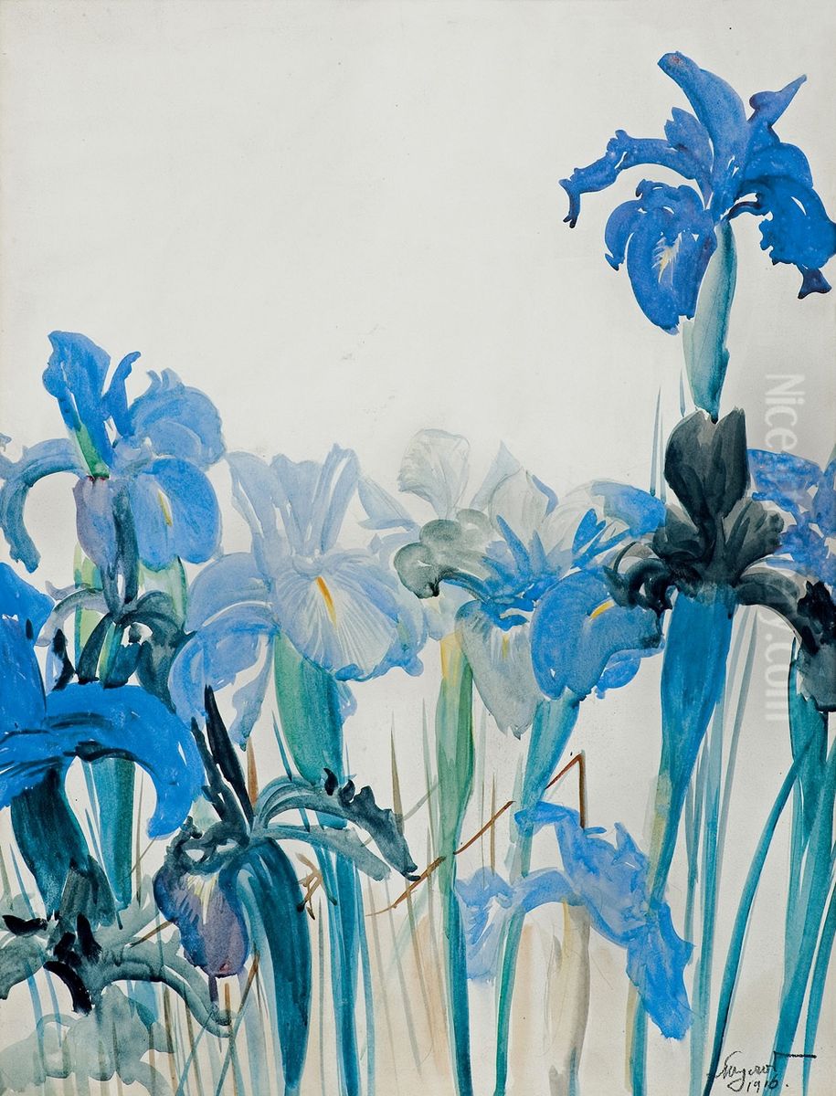 Irysy Oil Painting by Leon Wyczolkowski