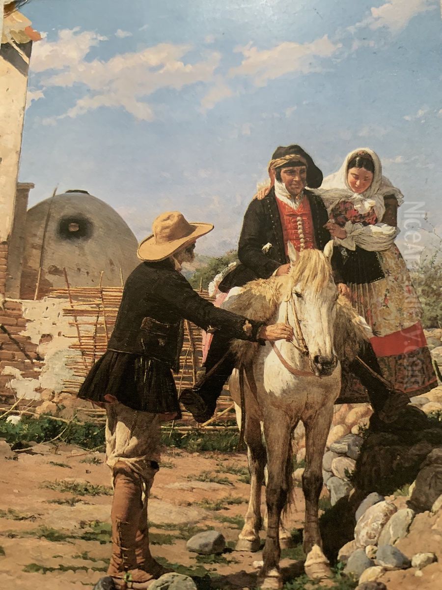The departure for the feast Oil Painting by Giovanni Battista Quadrone