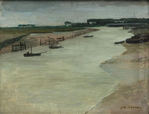 Landscape in Nieuwpoort Oil Painting by Gustave Max Stevens