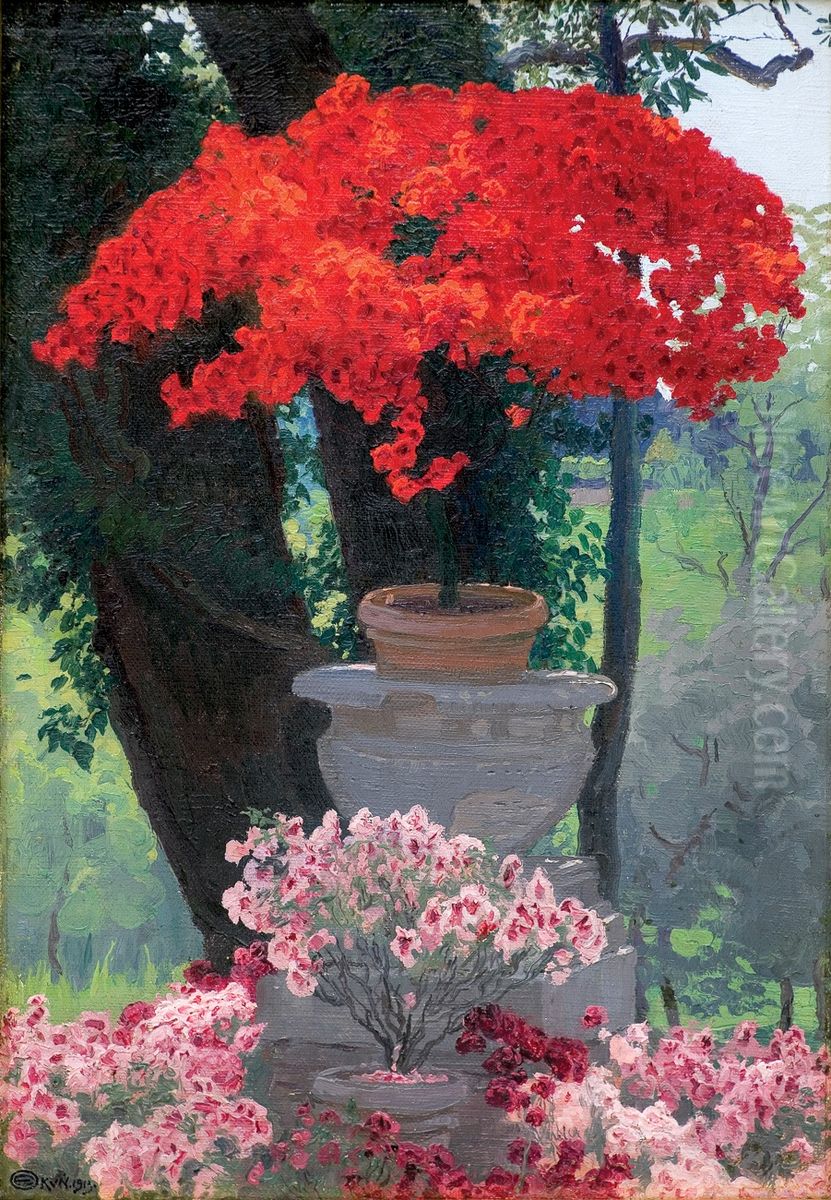 Villa Borghese. Giardino del Lago Oil Painting by Edward Okun