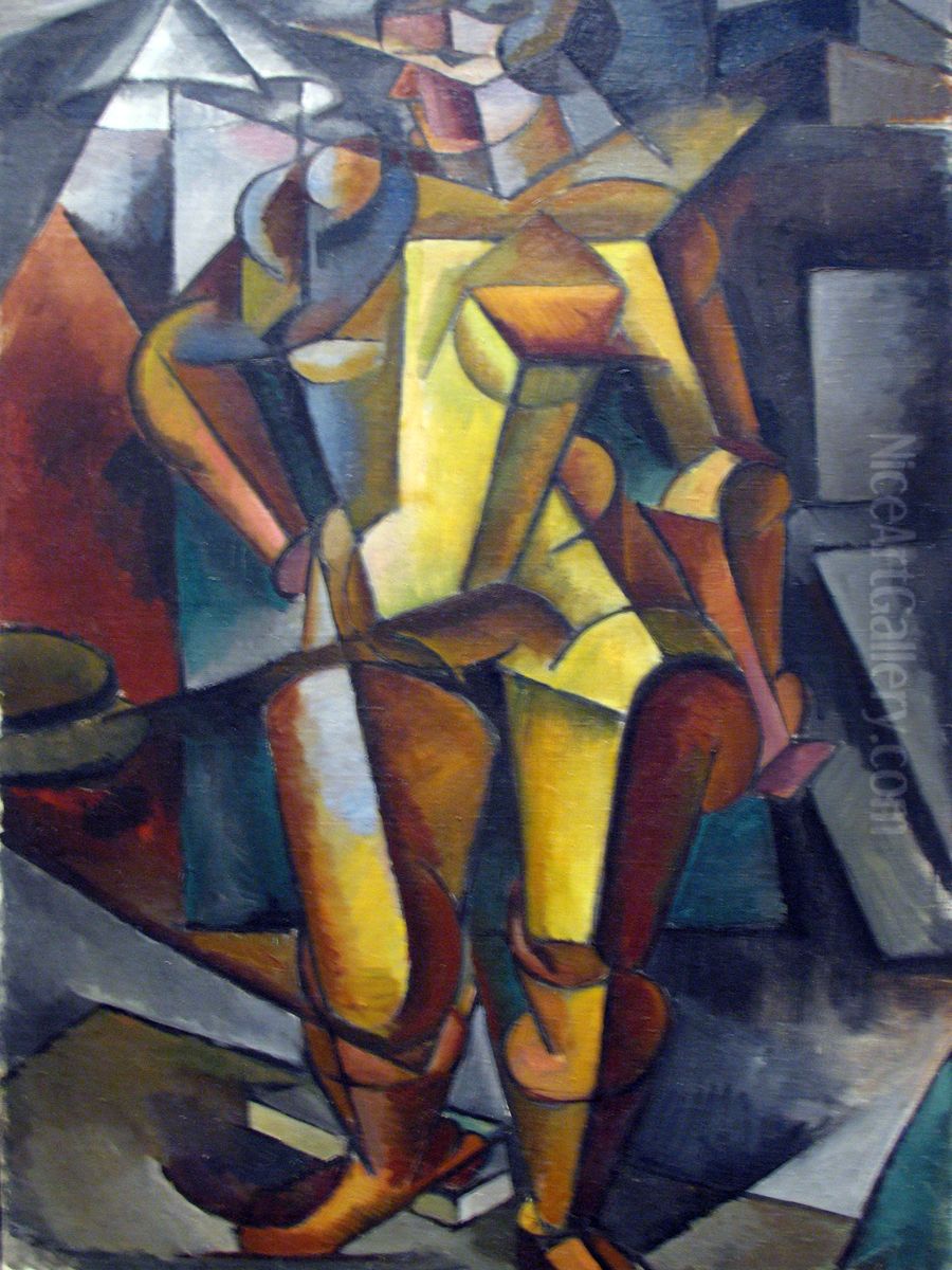 The model. Standing figure. Oil Painting by Lyubov' Popova