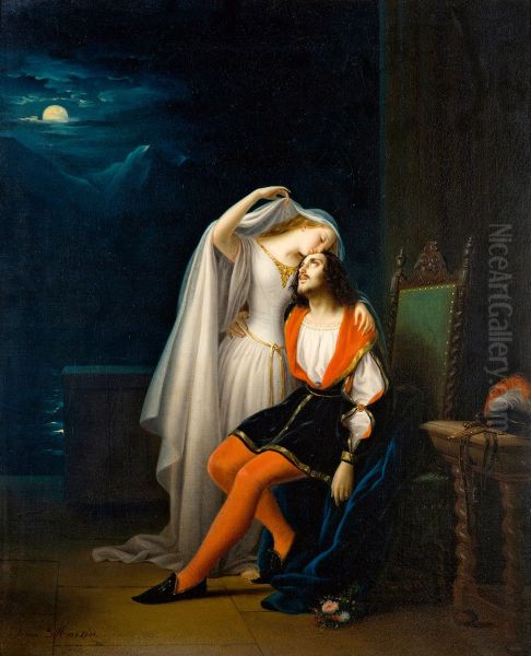 Ondine donne a son epoux le baiser qui doit le faire mourir Oil Painting by Irma Martin