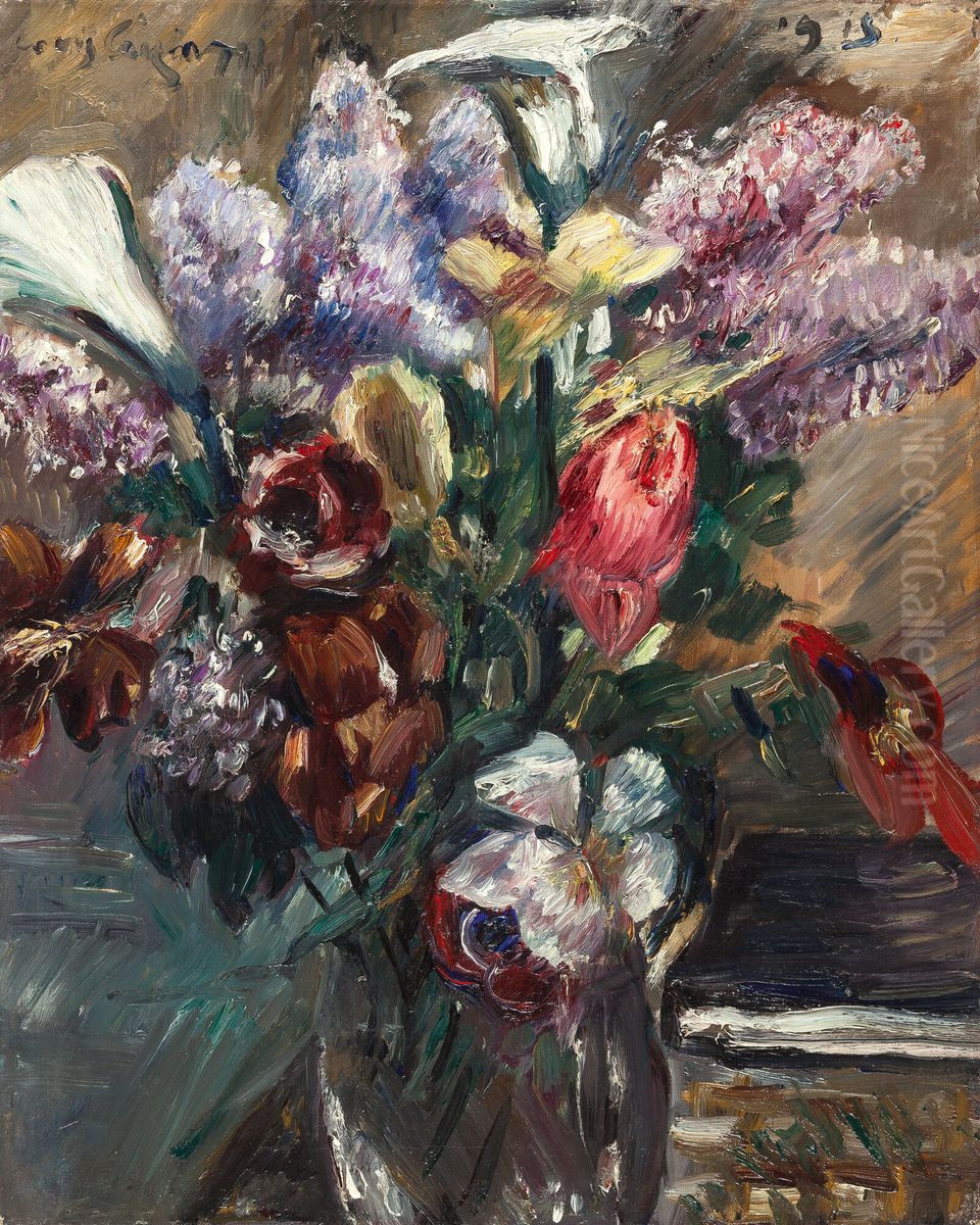 Tulips, lilacs and calla lilies Oil Painting by Lovis (Franz Heinrich Louis) Corinth