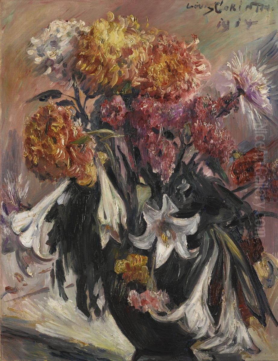 Chrysanthemen und Lilien Oil Painting by Lovis (Franz Heinrich Louis) Corinth