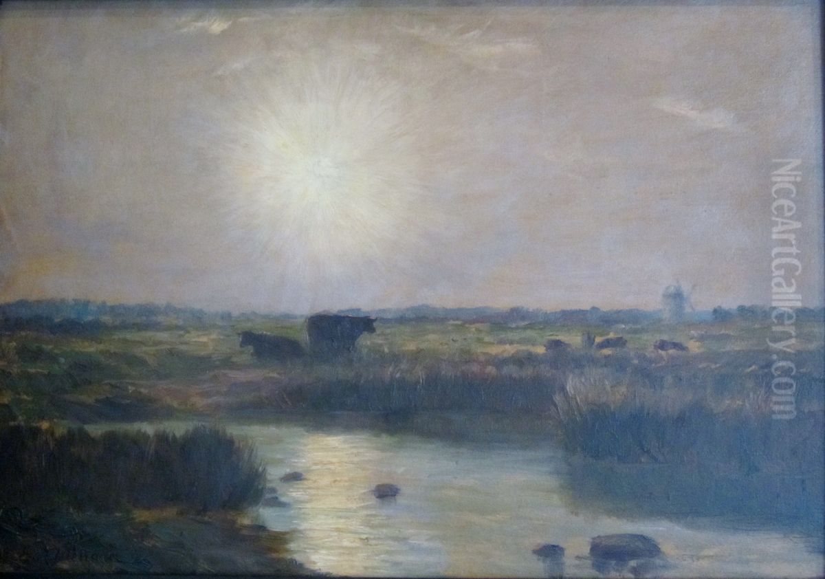 Cows in the estuary Oil Painting by Emile-Rene Menard