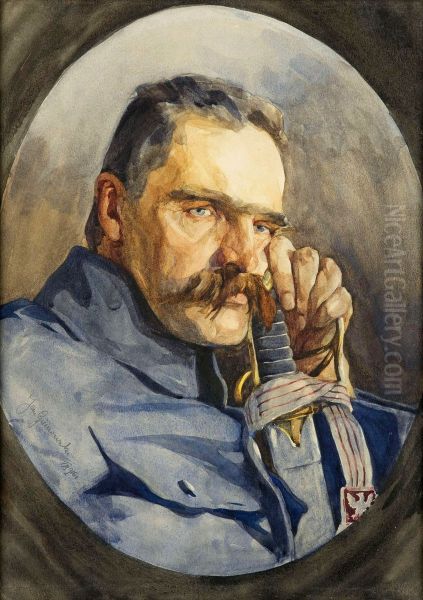 Portret Jozefa Pilsudskiego Oil Painting by Jan Kanty Gumowski