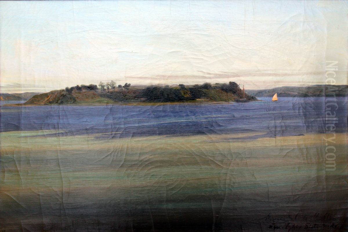 Ox island in Flensburg Fiord Oil Painting by Agnes Slott-Mrller