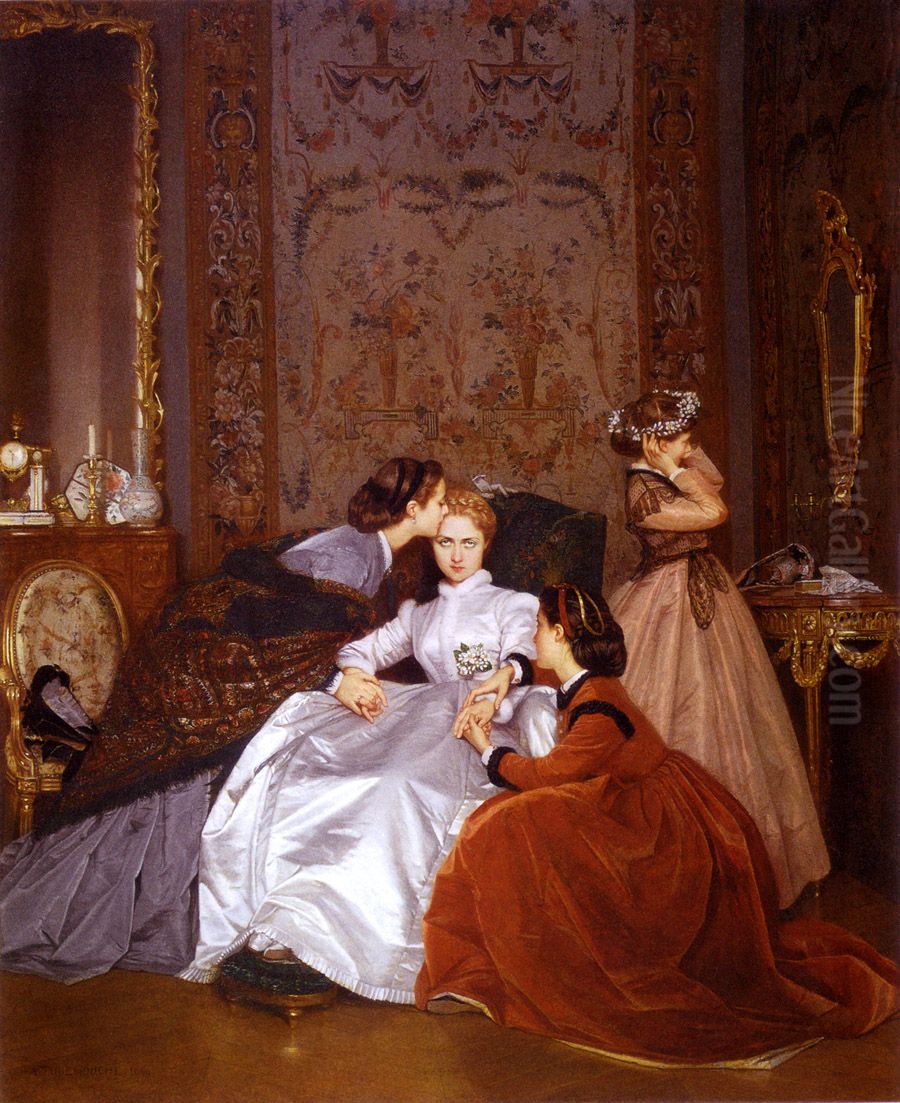 La Fiancee Hesitante Oil Painting by Toulmouche Auguste