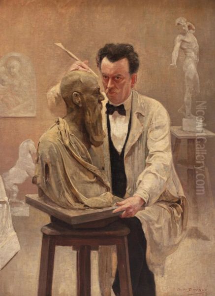 The sculptor's studio Oil Painting by Omer Dierickx