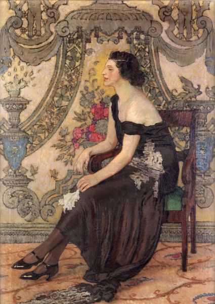 Roza Saronu - Fantazja ornamentalna Oil Painting by Jozef Mehoffer