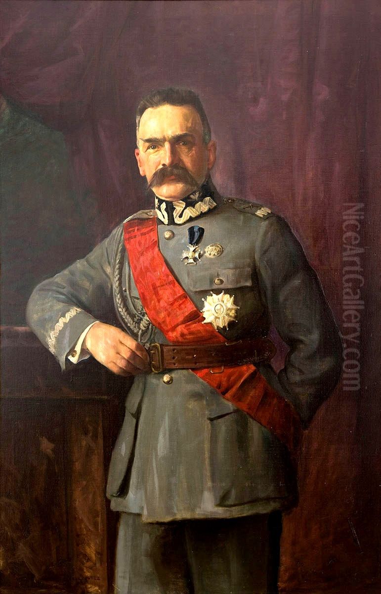 Portret Jozefa Pilsudskiego Oil Painting by Casimir Markievicz