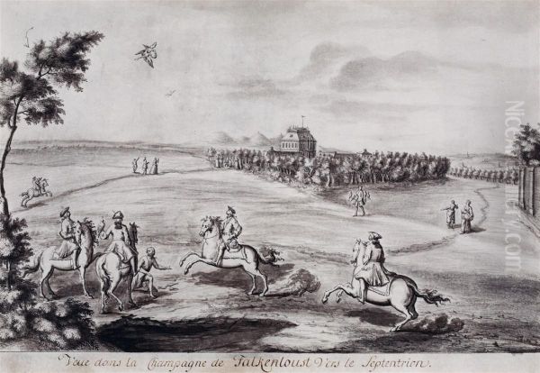 Blick auf Schloss Falkenlust von Nordwesten Oil Painting by Renier Roidkin