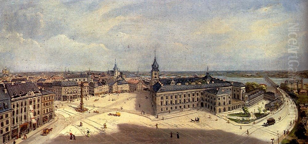 View of the Castle Square in Warsaw. Oil Painting by Charles-Boris de Jankowski