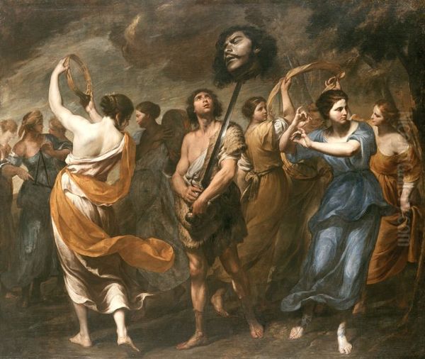 The Triumph of David Oil Painting by Andrea Vaccaro