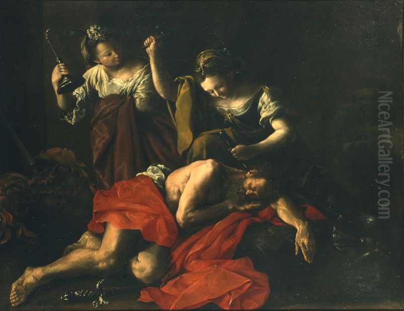 Jael and Sisera Oil Painting by Domenico Guidobono
