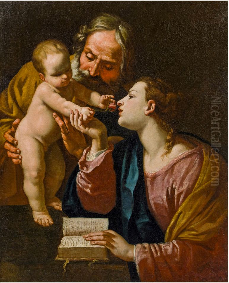 Holy Family Oil Painting by Simone Cantarini (Pesarese)