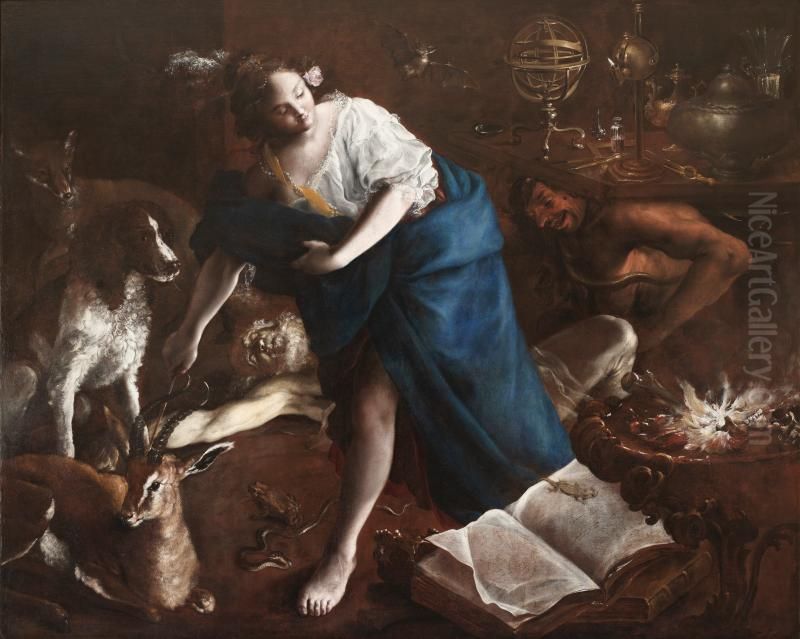 Medea rejuvenates Aeson Oil Painting by Bartolomeo Guidobono