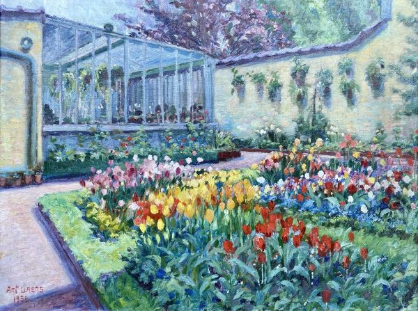 Garden with Tulips Oil Painting by Antoine Daens