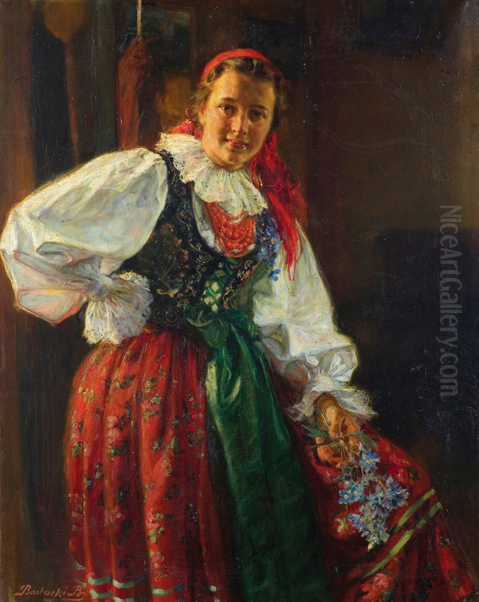 Dziewcze z Sacza. Helusia Barbacka (Portret Heleny Barbackiej). Oil Painting by Boleslaw Barbacki