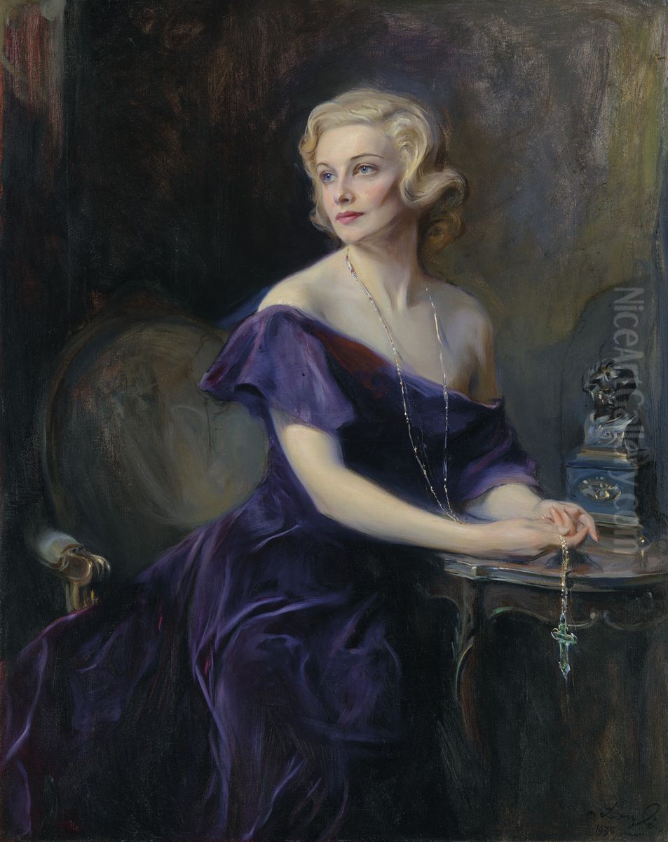 Portrait of Mrs Philip Astley, nee Madeleine Carroll Oil Painting by Philip de Laszlo