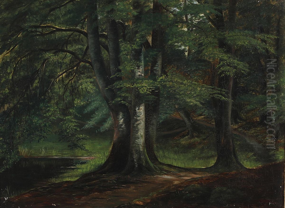 From a forest glade on a summer day. Oil Painting by Janus Andreas Bartholin La Cour From a forest glade on a summer day. Oil Painting by Janus Andreas Bartholin La Cour