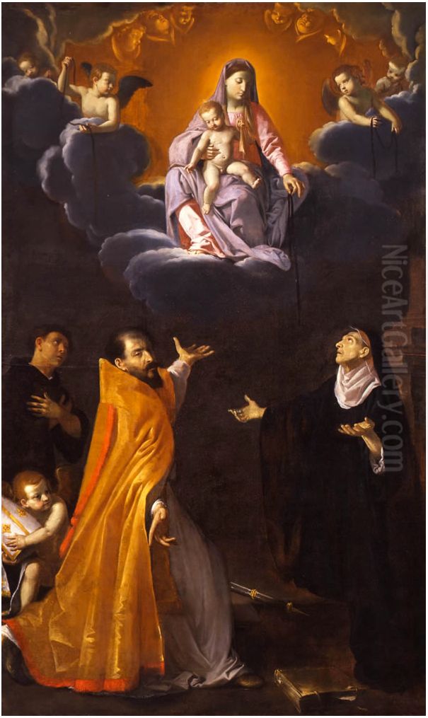 Madonna della Cintura Oil Painting by Simone Cantarini (Pesarese)