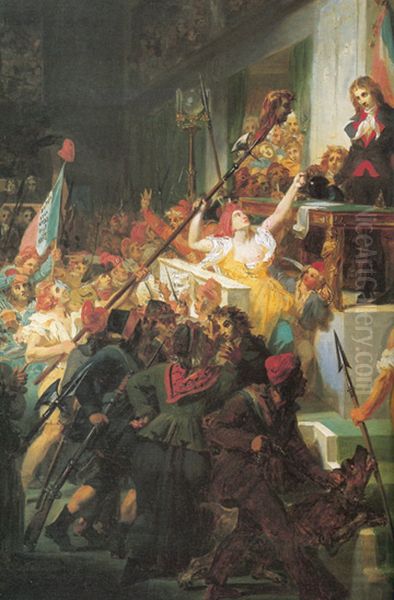 Boissy d'Anglas saluant la tete du depute Feraud Oil Painting by Felix Auvray