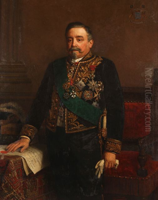 Portrait of governor baron Edward Osy de Zegwaart Oil Painting by Eugene Siberdt
